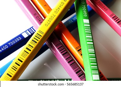 pencils whit bar code, macro