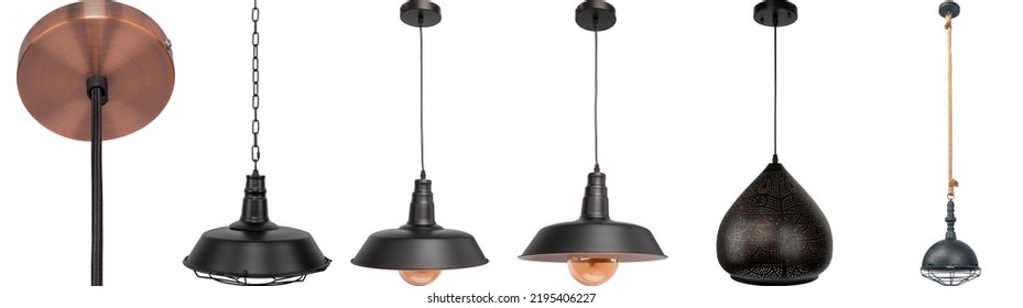 Pendant Light Isolated On White Background. Modern Interior Lighting.