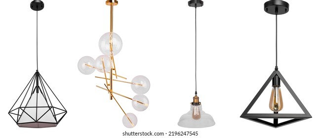 Pendant Light Set Isolated on white background. Modern chandelier isolated on background