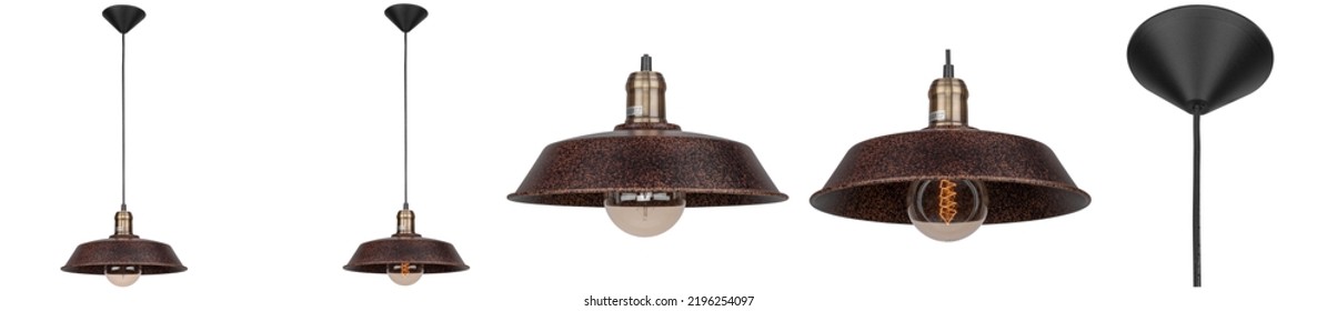 Pendant Light Set Isolated On White Background. Modern Chandelier Isolated On Background