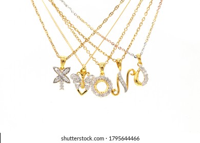 Pendant With Necklace Diamond Gold