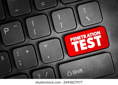 Penetration test - ethical hacking, is an authorized simulated cyberattack on a computer system, technology text concept button on keyboard