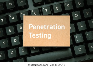 Penetration Testing card displayed on a computer keyboard, symbolizing cybersecurity assessment, ethical hacking, and vulnerability detection. Perfect eyecatcher for IT security blogs, cybersecurity articles, and business technology publications.