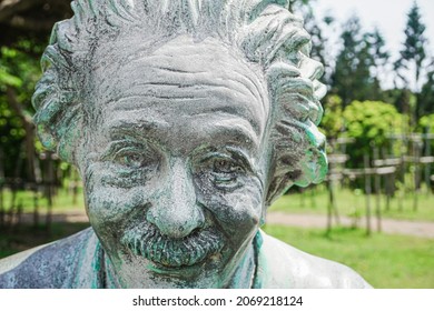 Penghu, Taiwan - May 15th, 2020 : A Close Up Of An Albert Einstein Statue On Penghu Island.