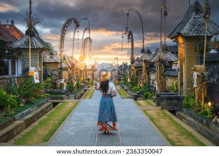 Penglipuran Village in Bali, Indonesia old village The cleanest village in the world Traditional buildings are exquisite and beautiful. Live a traditional life