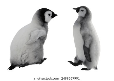 penguins chicks isolated on white background. - Powered by Shutterstock