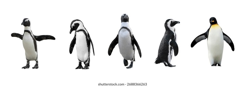Penguins. using their flipper-like wings to propel themselves through water while hunting for fish, squid, and krill.