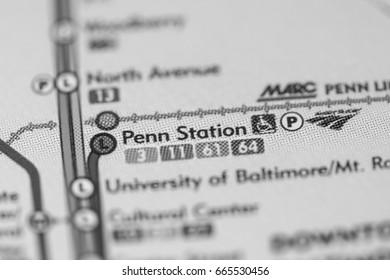 Penn Station. Baltimore Metro Map.