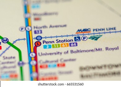 Penn Station. Baltimore Metro Map.