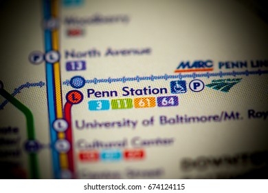 Penn Station. Baltimore Metro Map.