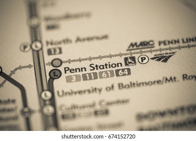 Penn Station. Baltimore Metro Map.