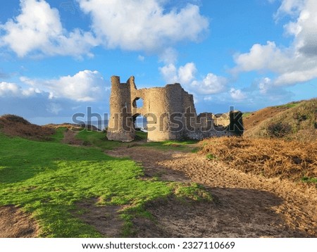 Pennard Castle was built in the early 12th century as a timber ringwork following the Norman invasion of Wales. It is located on the cliff overlooking Three Cliffs Bay on Gower Peninsular.