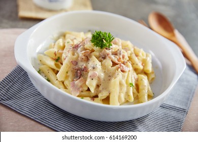 Penne Carbonara Creamy And Rich Italain Food