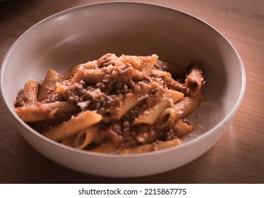 PENNE PASTA BOLOGNESE. With Grass Fed Beef, Bolognese, Ragu And Parmesan