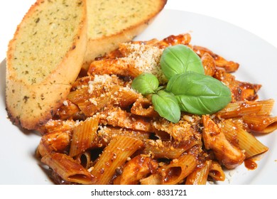 Penne Pasta With Garlic Bread