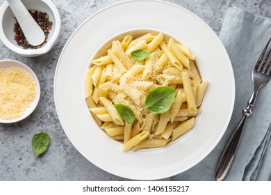 Penne Pasta Parmesan Cheese White Plate Stock Photo 1406155217 ...