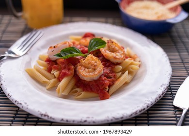 Penne Pasta Shrimp With Tomato Sauce