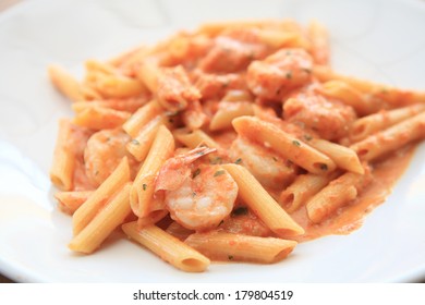 Penne Pasta With Vodka Tomato Sauce And Shrimp