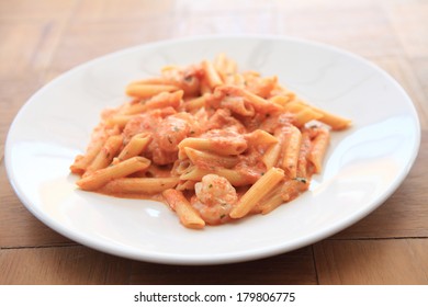 Penne Pasta With Vodka Tomato Sauce And Shrimp