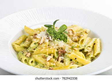 Penne With Pesto Sauce And Walnuts