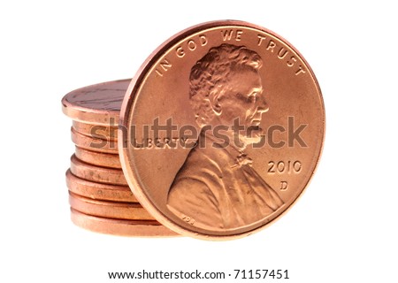 penny in front of a stack of pennies
