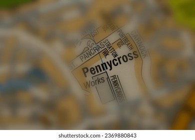 Pennycross, Devon, England, United Kingdom atlas map town name tilt-shift - Shutterstock ID 2369880843