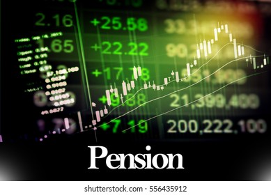 Pension - Abstract digital information to represent Business&Financial as concept. The word Pension is a part of stock market vocabulary in stock photo