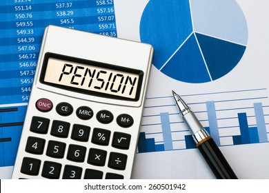 Pension Concept Displayed On Calculator