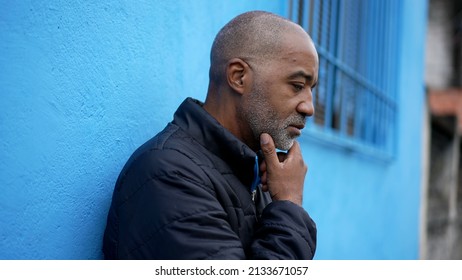 A Pensive African American Senior Man Feeling Regret A Black Older Person Thinking