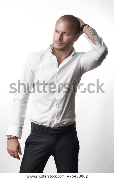 Pensive Man Suit On White Background Stock Photo 475450882 | Shutterstock