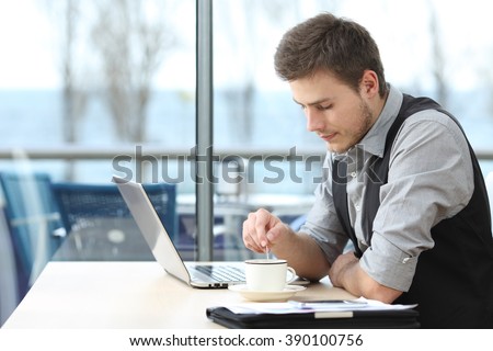 Similar – Image, Stock Photo Businessman stirring coffee