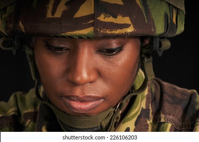 Pensive Military Woman 