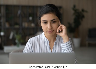 Close Thoughtful Indian Woman Distracted Laptop Stock Photo 2036023988 ...