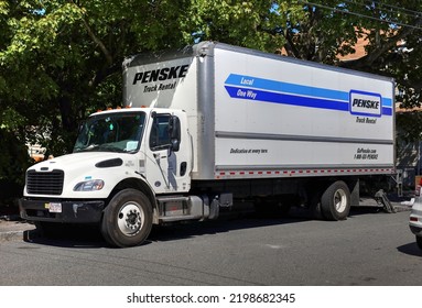 Penske Rental Moving Truck Parked On Street, Revere Massachusetts USA, September 1 2022