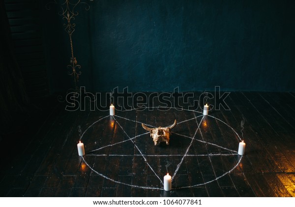 seance candles pentagram illustration