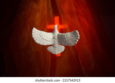 Pentecost Sunday. Pentecost background with flying dove