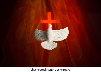 Pentecost Sunday. Pentecost background with flying dove