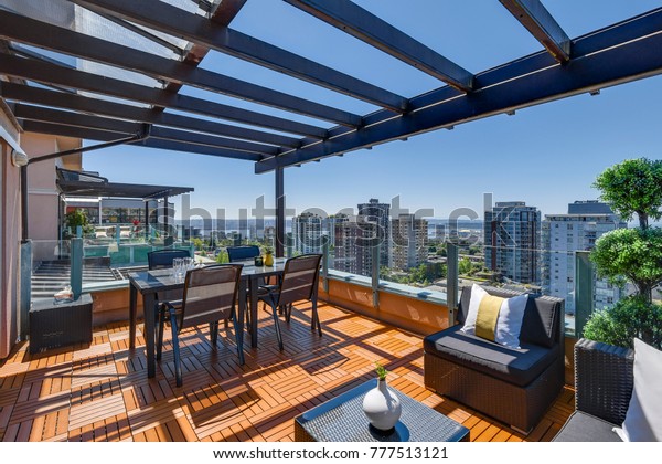 Penthouse patio view \
Vancouver Canada