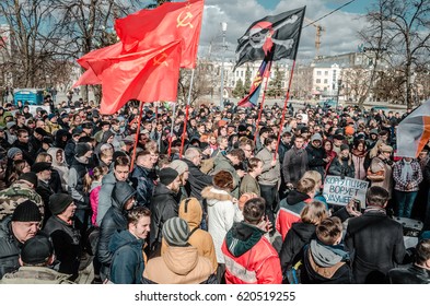 PENZA, RUSSIA - MARCH 26, 2017:  Meeting In Support Of Alexei Navalny In Penza