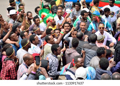 People Of Addis Ababa Welcoming President Isayas, 14 July 2018, Addis Ababa, Ethiopia 