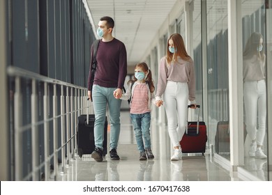 People In Airport Are Wearing Masks To Protect Themselves From Virus.