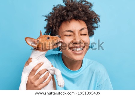 Similar – Image, Stock Photo cute lovely small dog in bathtub ready to get clean at home