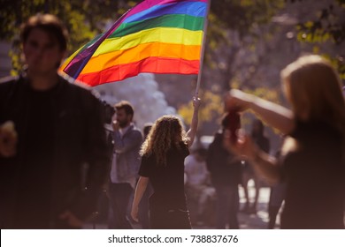 People attend a gay pride event