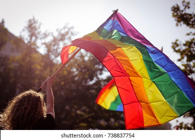 People attend a gay pride event