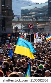 Up To 20’000 People With Banners At Bern Protesting Russian Aggression In Ukraine. Bern, Switzerland - 02.26.2022