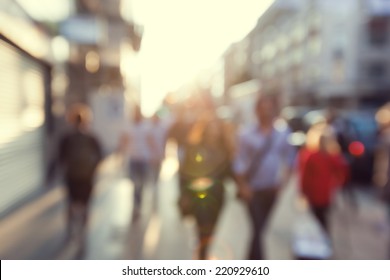 People In Bokeh, Street Of London