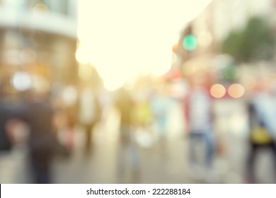 People In Bokeh, Street Of London