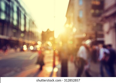 People In Bokeh, Street Of London