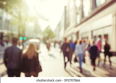 People In Bokeh, Street Of London