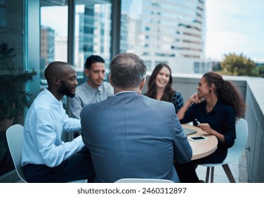 People, business meeting and teamwork together outside, employees and discussion for company project. Rooftop, brainstorming and ideas for corporate agency or workplace with innovation in Germany. - Powered by Shutterstock